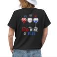 Red Wine And Blue Funny 4Th Of Julys Wine Lover Womens Back Print T-shirt Gifts for Her