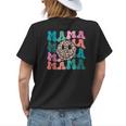 Retro Leopard Mama Groovy Face Trendy New Mom Womens Back Print T-shirt Gifts for Her