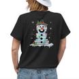 Snowman Book Stack Librarian Book Lover Christmas Snowman Funny Gifts Womens Back Print T-shirt Gifts for Her