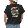 Somebodys Feral Auntie Retro Feral Cat Aunt Animal Cat Mom Gifts For Mom Funny Gifts Womens Back Print T-shirt Gifts for Her