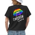 Sweden Queen Lgbtq Gay Pride Flag Lips Rainbow Swedish Womens Back Print T-shirt Gifts for Her