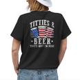 Titties & Beer Thats Why Im Here Red White And Blue Shots Womens Back Print T-shirt Gifts for Her