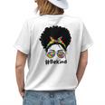Be Kind Autism Awareness Messy Bun Girl Afro Woman Womens Back Print T-shirt Gifts for Her