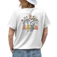 Flowers Groovy Retro Mama Est 2023 New Mom Pregnancy Womens Back Print T-shirt Gifts for Her