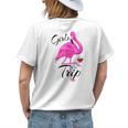 Girls Trip Vacation Bachelorette Flamingo Red Wine Women Womens Back Print T-shirt Gifts for Her