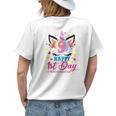Kindergarten Cute Unicorn Girls Happy First Day Of School Womens Back Print T-shirt Gifts for Her