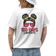 Messy Bun Girl Happy 100 Days Of School 100 Days Smarter Womens Back Print T-shirt Gifts for Her