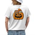 Pumpkin With Sloth Happy Halloween Fall Themed Costume Happy Halloween Womens T-shirt Back Print Gifts for Her