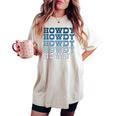 Blue Wild West Western Rodeo Yeehaw Howdy Cowgirl Country Women's Oversized Comfort T-shirt Ivory