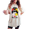 Mom Life Softball Baseball Bandana Messy Bun Women's Oversized Comfort T-shirt Ivory