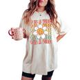 Nine Is A Vibe Cute Groovy 9Th Birthday Party Daisy Flower Women's Oversized Comfort T-shirt Ivory