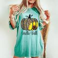 Hello Fall Sunflower Pumpkin Fall Y'all Leopard Autumn Women's Oversized Comfort T-shirt Chalky Mint