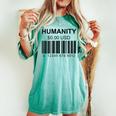 Humanity Is Free Barcode Be Kind Human Positive Vibes Women's Oversized Comfort T-shirt Chalky Mint