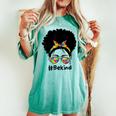 Be Kind Autism Awareness Messy Bun Girl Afro Woman Women's Oversized Comfort T-shirt Chalky Mint