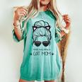 Kinda Busy Being A Cat Mom Messy Bun Women's Oversized Comfort T-shirt Chalky Mint