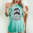 Leopard Nephrology Nurse Life Messy Bun Glasses Women's Oversized Comfort T-shirt Chalky Mint