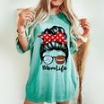 Mom Life Messy Bun Hair Football Volleyball Mom Women's Oversized Comfort T-shirt Chalky Mint