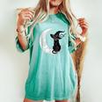 Moon Halloween Scary Black Cat Costume Witch Hat Women's Oversized Comfort T-shirt Chalky Mint