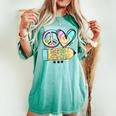 Peace Love Second Grade Tie-Dye Student Teacher Women's Oversized Comfort T-shirt Chalky Mint