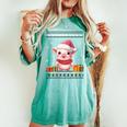 Pig Christmas Santa Hat Ugly Christmas Sweater Women's Oversized Comfort T-shirt Chalky Mint