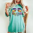 Teacher Off Duty Rainbow Sunglasses Palm Beach End Of School Women's Oversized Graphic Print Comfort T-shirt Yam