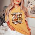 Baseball Mama Retro Groovy Baseball Softball Mom Smile Face Women's Oversized Comfort T-shirt Mustard