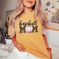 Baseball Mom Leopard Print Cheetah Pattern Mother Mum Women's Oversized Comfort T-shirt Mustard