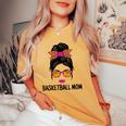 Basketball Mom Messy Bun Cute Basketball Lover Women Ladies Women's Oversized Comfort T-shirt Mustard