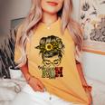 Best Mom Ever Messy Bun Sunflower Womens Women's Oversized Comfort T-shirt Mustard