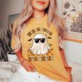 This Is Some Boo Sheet Ghost Halloween Costume Women's Oversized Comfort T-shirt Mustard