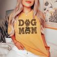 Dog Mom Leopard Messy Bun Dogs Lover Women's Oversized Comfort T-shirt Mustard