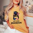 Lets Go Brandon Messy Bun Hair Lets Go Brandon Chant Joe Women's Oversized Comfort T-shirt Mustard