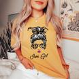 June Girl Classy Mom Life With Leopard Pattern Shades For Women Women's Oversized Comfort T-shirt Mustard