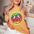 Be Kind Always Fun Tie Dye Peace Sign Kindness T Women's Oversized Comfort T-shirt Mustard