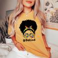 Be Kind Autism Awareness Messy Bun Girl Afro Woman Women's Oversized Comfort T-shirt Mustard