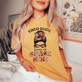 Kinda Busy Being A Snake Mom Messy Bun Floral Women's Oversized Comfort T-shirt Mustard