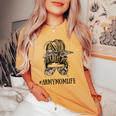 Messy Bun Life Of A Proud Army Mom Military Women's Oversized Comfort T-shirt Mustard