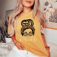 Mom Life Mama Leopard Pattern Glasses Women's Oversized Comfort T-shirt Mustard