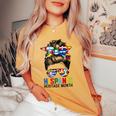 National Hispanic Heritage Month Messy Bun Latin Flags Women's Oversized Comfort T-shirt Mustard