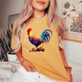 Rooster Country Decor Chicken Gallo Farm Women's Oversized Comfort T-shirt Mustard