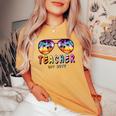 Teacher Off Duty Rainbow Sunglasses Palm Beach End Of School Women's Oversized Graphic Print Comfort T-shirt Mustard
