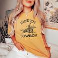 Vintage Cowgirl Womans Country Rideem Cowboy Horse Riding Women's Oversized Comfort T-shirt Mustard