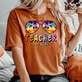 Teacher Off Duty Rainbow Sunglasses Palm Beach End Of School Women's Oversized Graphic Print Comfort T-shirt Chalky Mint