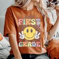 1St Grade Team Back To School Hello First Grade Smile Face Women's Oversized Comfort T-shirt Yam