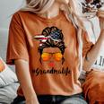 Basketball Grandma Life Messy Bun American Flag Bandana Women's Oversized Comfort T-shirt Yam