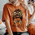 Classy Mom Life With Leopard Pattern Shades & Cool Messy Bun Women's Oversized Comfort T-shirt Yam