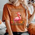 Flamingo Christmas Santa Hat Ugly Christmas Sweater Women's Oversized Comfort T-shirt Yam