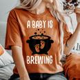 Halloween Pregnancy Announcement For A Baby Is Brewing Women's Oversized Comfort T-shirt Yam
