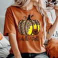 Hello Fall Sunflower Pumpkin Fall Y'all Leopard Autumn Women's Oversized Comfort T-shirt Yam