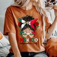 Messy Bun Mexican Flag Independence Day Woman Vintage Women's Oversized Comfort T-shirt Yam